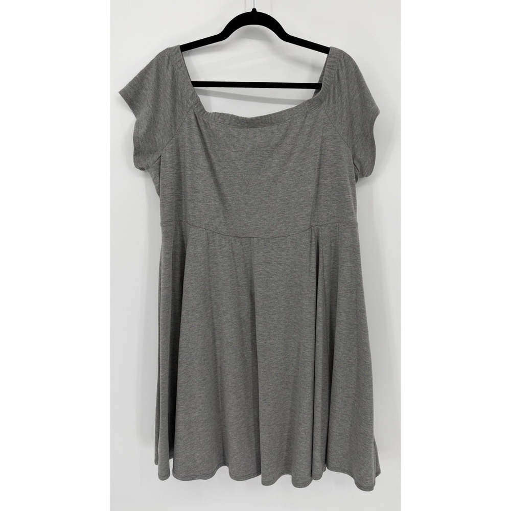 Torrid Skater Dress‎ Womens Plus 2X Gray Off Shoulder Flowy A-Line Jersey Knit